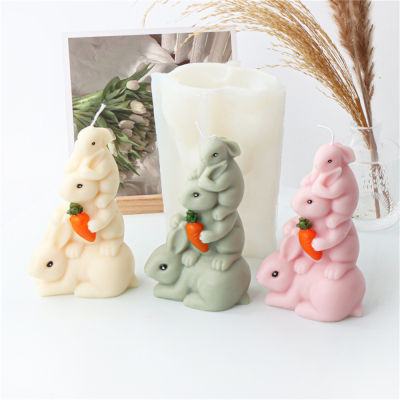 Soap Aromatherapy Mousse Bunny Family Of Three Silicone Mould Resin Animal Carrot Easter Candle Mold