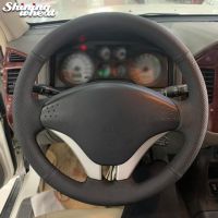 Shining wheat Black Leather Steering Wheel Cover for Mitsubishi Pajero 2008 2011 V73 2011 L200