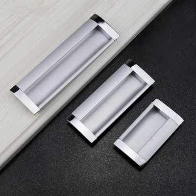 【LZ】☋┇❡  Aluminum Alloy Casting Modern Embed Knobs Kitchen Cabinet Cupboard Door Drawer Handles Wardrobe Hidden Pulls Furniture
