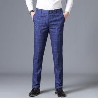 COD SDFGERTERT Seluar slack lelaki straight cut sut kotak-kotak Playboy mens casual trousers body small feet pants autumn Korean version of the trendy plaid suit