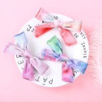 2pcs Child Tie-dyed Velvet Bowknot Hair Clip Tie Hairpins Korean Bow Hair Clip Barrettes Fashion Hair Accessories For Girls