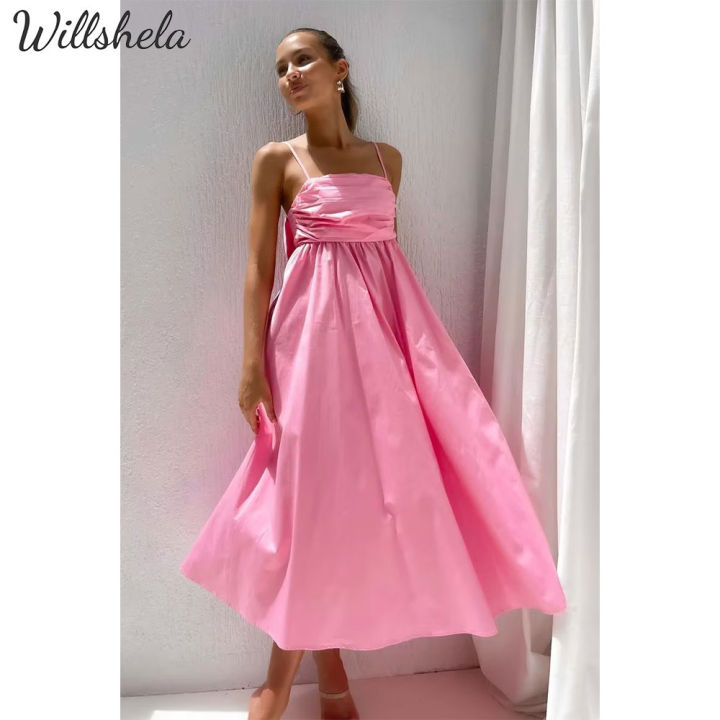 Willshela ĐẦM YẾM Midi Peplum Màu Hồng Thời Trang Cho Nữ Đầm Dài ...