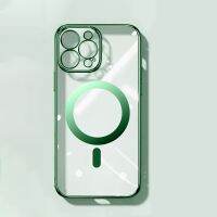 Floveyoo ใสแบบเคลือบหรูหราสำหรับ Magsafe เคสแผ่นป้องกันแม่เหล็กชาร์จไร้สายสำหรับ iPhone 14 11 13 12 Pro Max X XR XS Max Plus