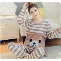 2 pcsset cotton breastfeeding maternity pajamas sets pregnacy women clothing sleepwear long sleeve top pants nursing nightgown