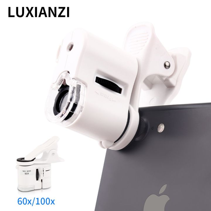 100X Zoom Clip-on Microscope with LED Light, Magnifying Lens Glass