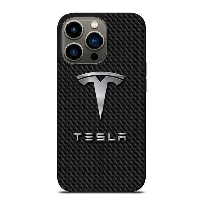 Tesla Motors Carbon Phone Case for iPhone 14 Pro Max / iPhone 13 Pro Max / iPhone 12 Pro Max / XS Max / Samsung Galaxy Note 10 Plus / S22 Ultra / S21 Plus Anti-fall Protective Case Cover 215