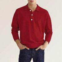 [COD] 2023 independent station wish hot style autumn long-sleeved V-neck button mens casual top polo