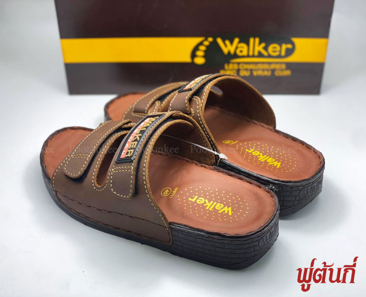 รองเท้า-walker-รหัส-wb711-รองเท้าแตะวอคเกอร์-สีดำ-น้ำตาล-ของแท้-100-หนังแท้