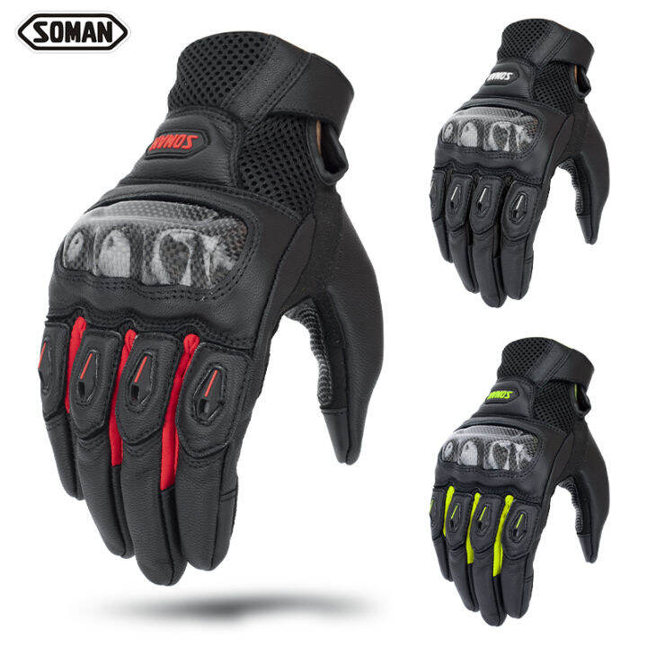 Carbon Fiber Motorcycle Gloves Full Finger Guantes SOMAN MG21 Lazada