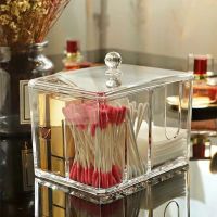 Makeup cotton storage box with transparent desktop cover makeup egg lipstick cotton swab box