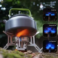 แคมป์ปิ้งเตากันลม Ultralight Three Core Heads Camp Stove High Power เตาทำอาหารปิกนิกทนอุณหภูมิสูง