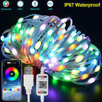 IP67 Leather Wire Smart Light Garland LED String Lights Bluetooth-compatible Fairy Lights Music Sync Christmas Lights Decoration