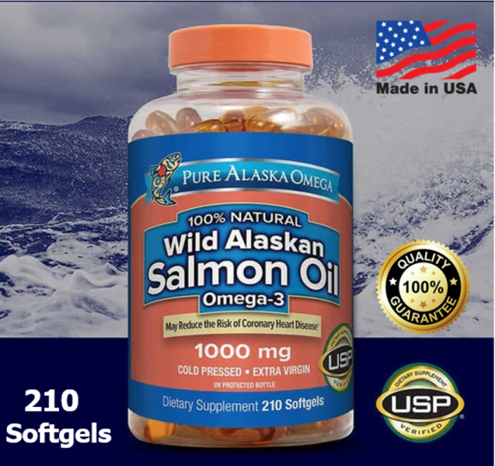 Wild Alaskan Salmon Oil Omega3 1000 mg Pure Alaska Omega 210 เม็ด ปลา