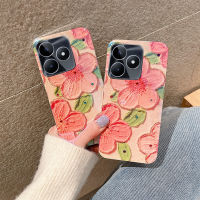 เคสสำหรับ Xiaomi Poco M6 Pro เคสนิ่มสีฟ้าอ่อนภาพสีน้ำมันดอกไม้ป้องกันการกระแทกซิลิโคนสำหรับ Xiaomi Poco M6 Pro ฝาหลัง