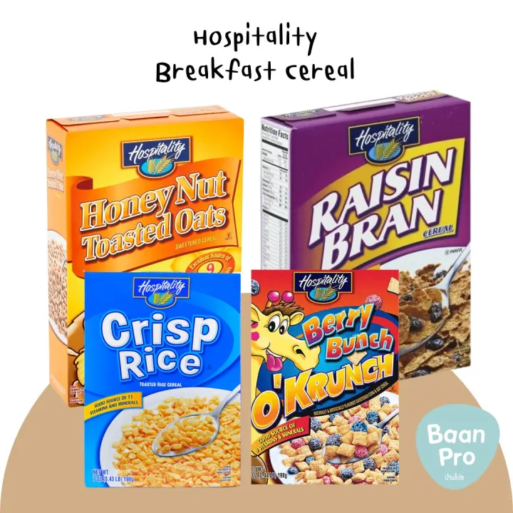Hospitality Breakfast Cereal Raisin Bran Berry Bunch Crisp Rice Honey