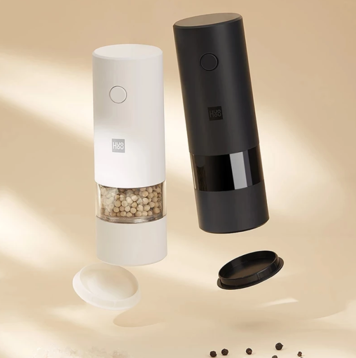 youpin-huohou-electric-automatic-mill-pepper-and-salt-grinder-led-light-5-modes-peper-spice-grain-pulverizer-for-cooking-พร้อมส่ง