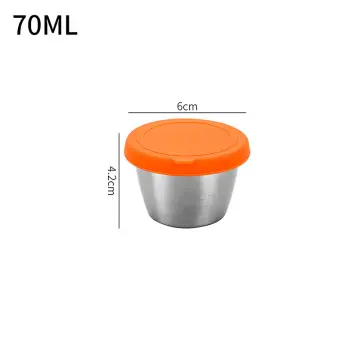 1pc Steel Dressing Container Reusable Sauce Cups Seasoning Box