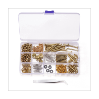 254Piece Guitar Screws Kit Replacement Parts for Back Plate Mount Assortment with Storage Box for Electric Guitar DIY Tools , Gold