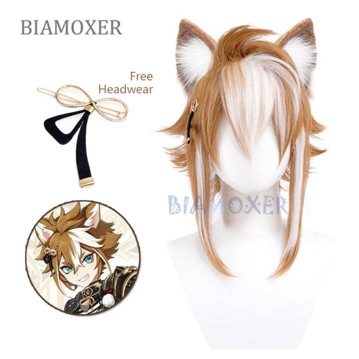 Gorou Render Cosplay Headwear Hair Wig Genshin Impact Hair Clip Hair Pin Anime Hair Band Hair