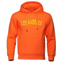 Los Angeles เสื้อฮู้ดแคลิฟอร์เนียสำหรับผู้ชายพิมพ์ลายตัวอักษรแฟชั่นฤดูใบไม้ร่วงเสื้อฮู้ดขนแกะขนแกะมีกระเป๋าเสื้อผ้านุ่มลำลอง