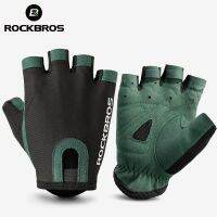 hotx【DT】 ROCKBROS Cycling Gloves Breathable Sweat-Wicking Net Half Men Stretch Fabric