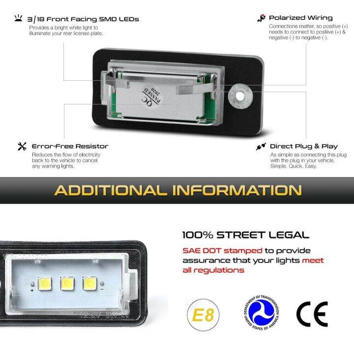 2ชิ้นข้อผิดพลาดสีขาวฟรี-led-6000k-ไฟโคมไฟป้ายทะเบียนสำหรับ-audi-a4-b6-b7-q7-4l-a3-8p-a6-c6-a5-8f-a8-d4-s3-s4-rs4-6ชิ้น