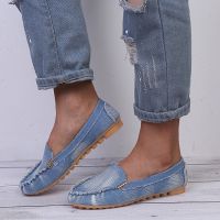 new shoes Women Casual Flat Shoes Spring Autumn Flat Loafer Women Shoes Slips Soft Round Toe Denim Flats Jeans Shoes Plus Size