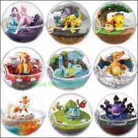 【CW】 1 Piece Pokemon Anime Transparent Ball with Mew Snorlax Squirtle Charmander Lycanroc Gengar Action Figure Dolls Toys Figures