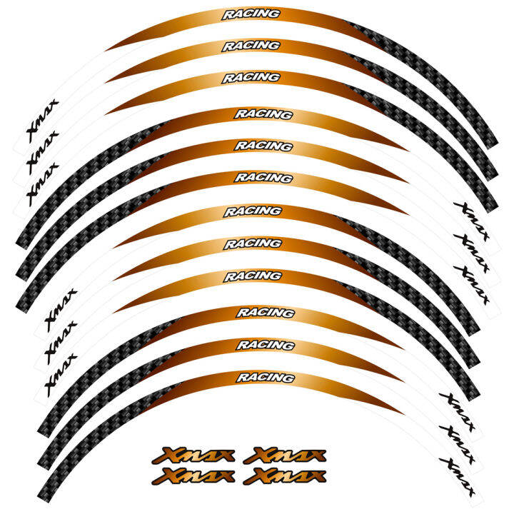 สติกเกอร์ศูนย์กลางยางขอบล้อรถจักรยานยนต์สติกเกอร์สะท้อนแสงสำหรับยามาฮ่า-x-max-xmax300-xmax250ด้านหน้า15-ด้านหลัง14-นิ้ว-xmax-อุปกรณ์เสริมมอเตอร์