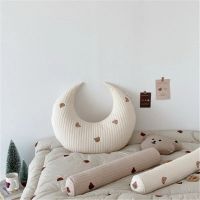 Moon Shape Kids Cushions Baby Sleep Holding Pillows with Filler  Quilted Nursing Pillow and Positioner Embroidery Crib Bumper