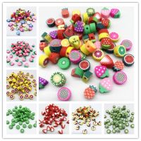 【CW】✣  New 30pcs10mm Smiley/Animal/Fruit Beads Polymer Clay Spacer Loose for Jewelry Making Accessories