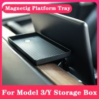 Magnetic Car Organizer For Tesla Model 3 Y 2021 Screen Rear Storage Box Invisible Organization Tray Tissue Box Car Interior