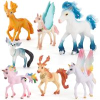 ยุโรปตำนาน Pegasus Unicorn Elf ม้าสัตว์ตัวเลขการกระทำน่ารักกวาง Fox Divine Beast Home Decor ของเล่นเด็ก