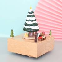 กล่องดนตรีไม้ไขลาน มีชีวิต Music box - Christmas Tree 2 (Train)