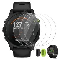 ▤♚ (3 2) For Garmin Forerunner 255 / 255 Music Smart Watch (3pcs) Tempered Glass Screen Protector (2pcs) Charger Port Plug Cover