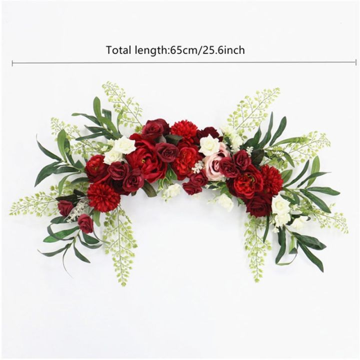 hot-cw-homemade-burgundy-artificial-table-centerpiece-wedding-row-arrangement-garland