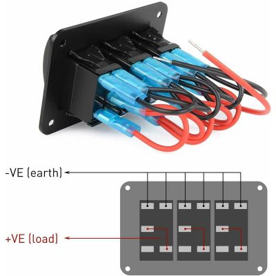 3 Gang Aluminum Panel Toggle Dash 5 Pin ON/Off Pre-Wired Rocker Switch for Automotive Car Marine Boat