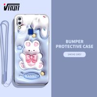 VRQR เคสโทรศัพท์3D เทคนิคพิเศษสำหรับ Vivo Y95 Y93 Y91 1816 1811 1817ไดโนเสาร์กระต่ายน่ารักการ์ตูนซิลิโคนแบบนุ่มฝาครอบตัวป้องกัน TPU ส่งสายคล้อง