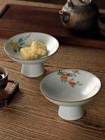 Ru kiln tea plate fruit high foot snack Chinese style offering Buddha pastry ceramic basket bowls and dishes