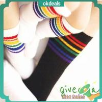 OKDEALS 1 Pair Fashion Warm Winter Kids Tube Cotton Rainbow Baby Striped Socks Knee High