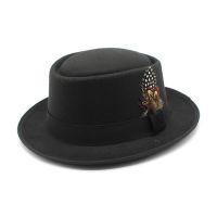 Autumn Winter Women Men Wool Vintage Trilby Felt Fedora Hat Ribbon With Wide Brim Gentleman Elegant For Lady Flat Top Jazz Caps