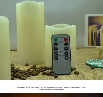 Wavy edge Flameless Flickering LED Pillar Candle Remote controlled wtimer Paraffin Candles Wedding Home table Decoration-Amber