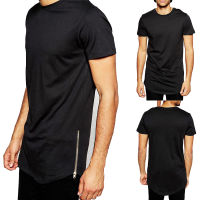 Men Short Sleeve T-shirts Side zipper Plain Tee Causal Tops street wear hip hop clothes Fashion Man Tee Shirt Tops Wear