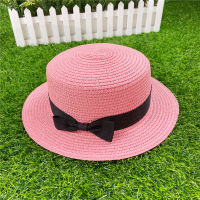 Summer Parent-child sun hat able Women Sun Block Caps Girl Bow Straw Sun Hat Sun Block Vacation Seaside Beach Simple Casual cap