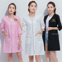 Black Short Beauty Uniform Dress Spa Uniform Scrub Uniform White Plus Size Salon Grooming Clothes Lab Coat Logo Beautician Tops