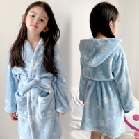 Princess Soft Spring Autumn Childrens Bathrobe Cotton Long Sleeve Bathrobe Girl Boys Hooded Cartoon Towel Robe Homewear Casual