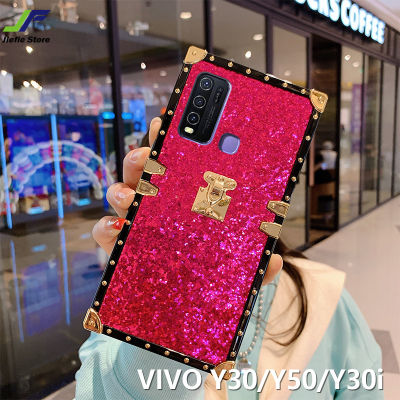 JieFie เคสมือถือสำหรับ VIVO Y30 / VIVO Y50 / VIVO Y30i / VIVO Y76 / VIVO Y76S/Y72เคสโทรศัพท์กรอบกรอบตอกหมุดแบรนด์กระแสแฟชั่นแวววาว