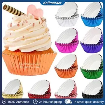 Foil Cupcake Liners Metallic Muffin Paper Cases Baking Cups Sliver