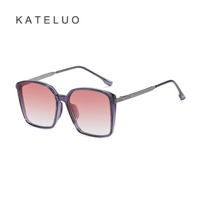 [มีกล่อง] แว่นกันแดดโพลาไรซ์สำหรับผู้หญิง KATELUO A0726 TR90แว่นตาธรรมดาเลนส์ไล่ระดับสีกรอบสี่เหลี่ยมน้ำหนักเบาพิเศษ