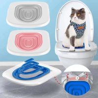 อัพเกรด Cat Toilet Trainer Reusable Training Toilet For Cats Plastic Training Set Cat Litter Mat Toilet Accessaries
